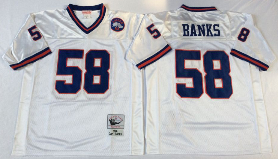 Men NFL New York Giants 58 Banks white Mitchell Ness jerseys